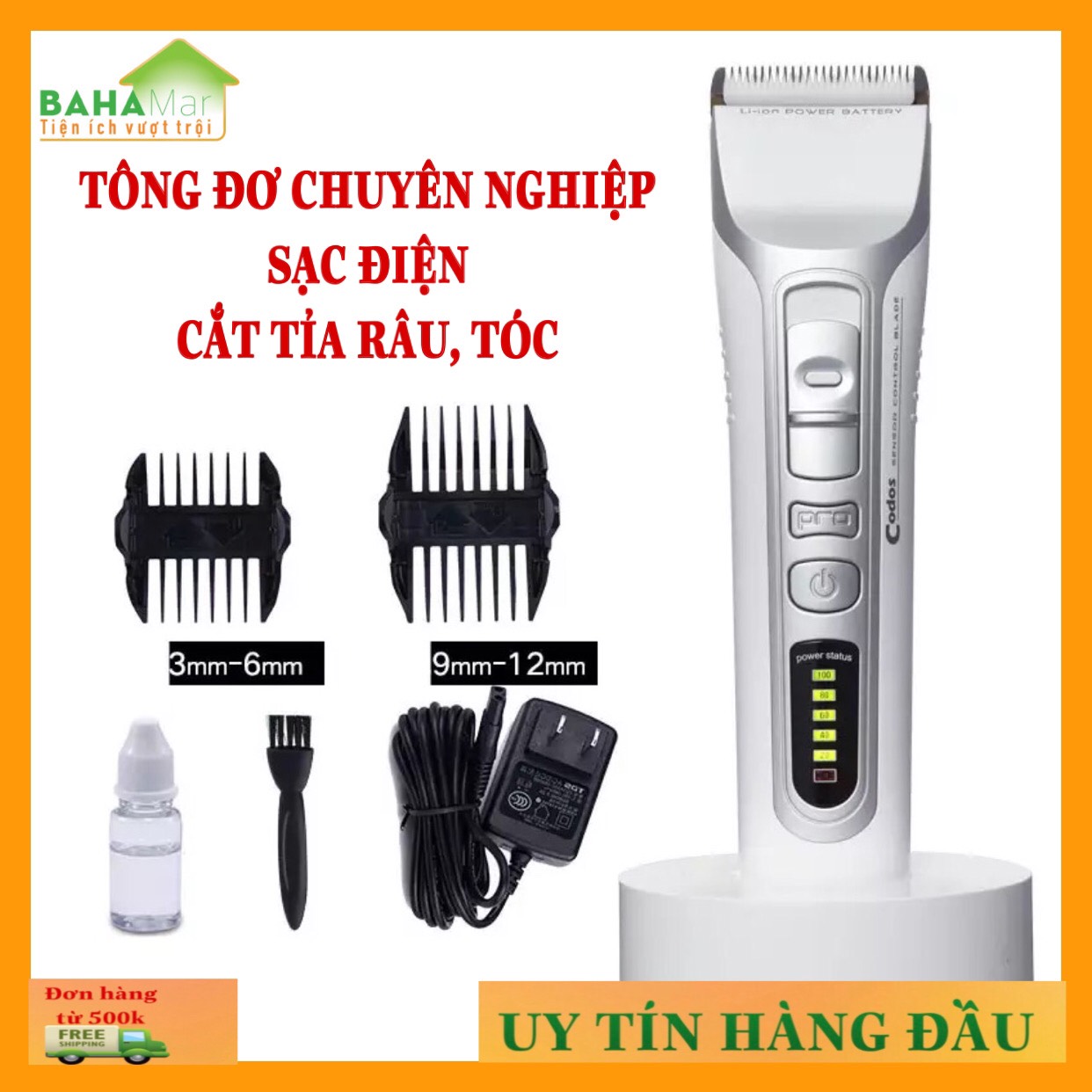 TÔNG ĐƠ CHUYÊN NGHIỆP SẠC ĐIỆN CẮT TỈA RÂU TÓC CODOS CHC - 916 "BAHAMAR"  thiết kế Hàn Quốc