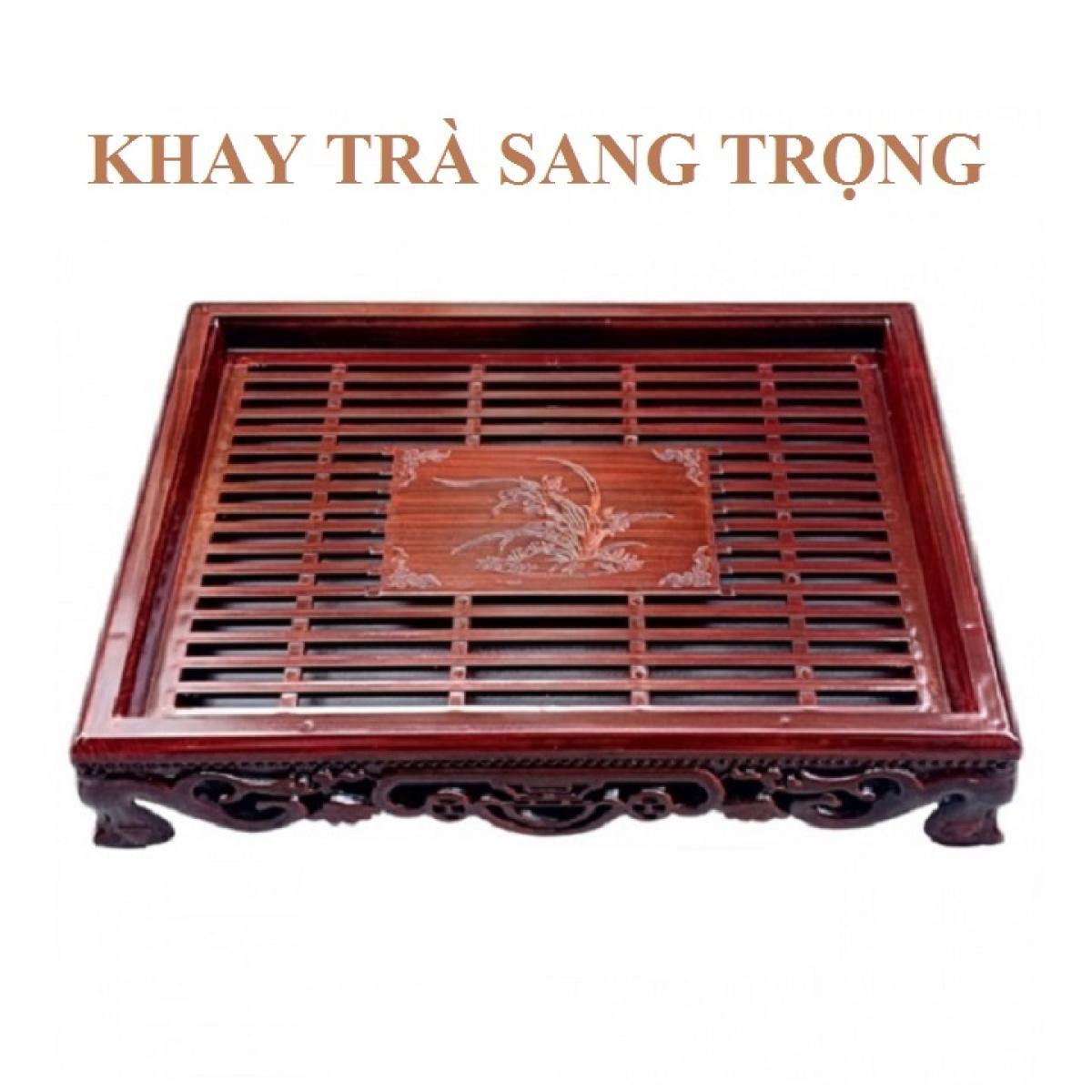 Khay trà nhựa giả gỗ, kích thước 32cm x 24 cm - Khay trà giả gỗ Minh Hải -Khay trà giả gỗ như thật sang trọng kiểu dáng mới cho mọi nhà - khay đựng ấm trà hình chữ nhật có chân và không chân