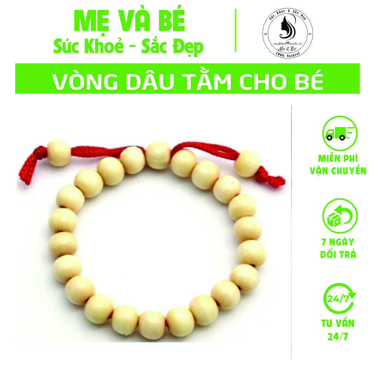 Vòng dâu tằm cho bé, Vòng dâu tằm ,Vòng dâu tằm cho bé sơ sinh giúp bé ngủ ngon, tránh giật mình, quấy khóc, vía nặng
