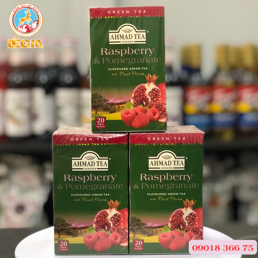 Trà xanh ahmad lựu và phúc bồn tử 40g - ahmad pomagranate & raspberry