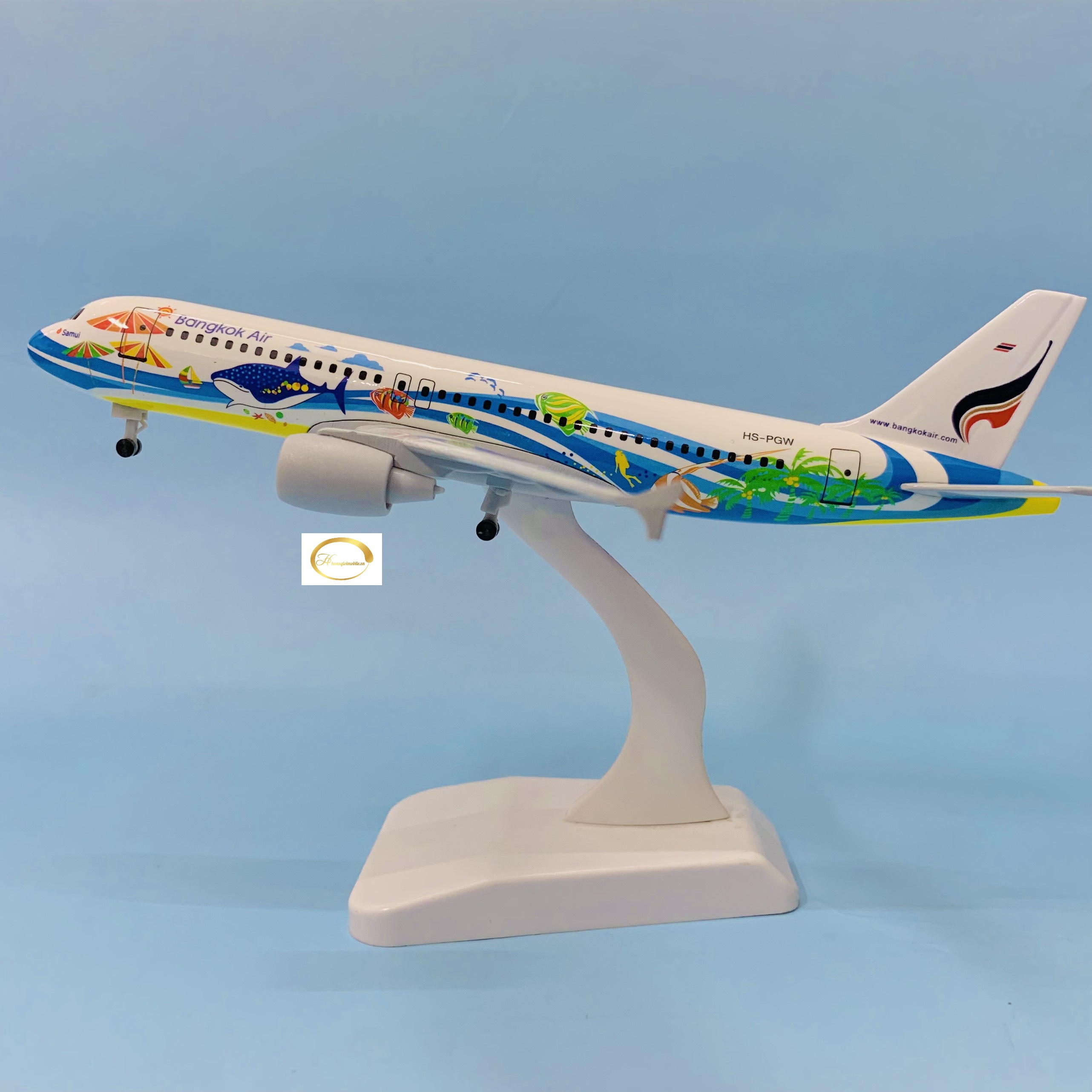 MÔ HÌNH MÁY BAY 20CM BANGKOK AIR A320 AIRBUS CAO CẤP CÓ BÁNH XE TỈ LỆ