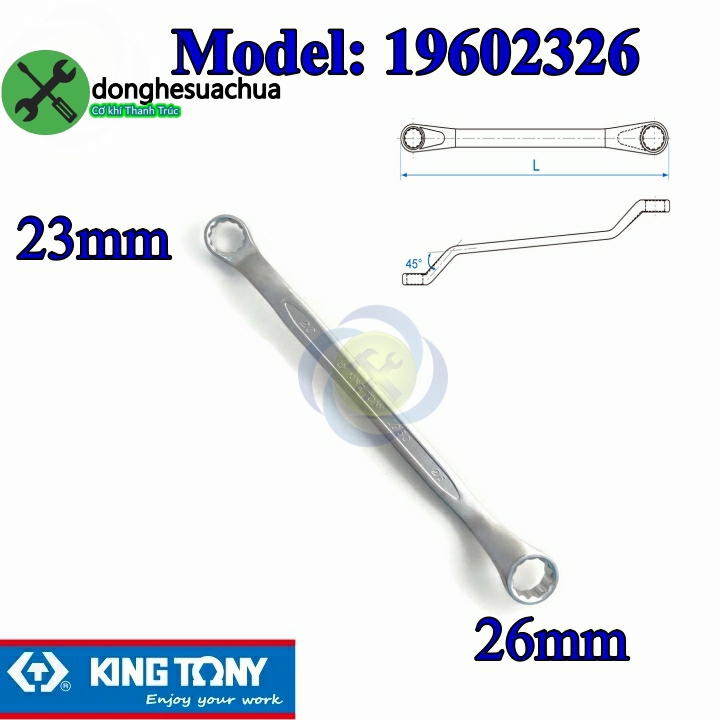 Cờ lê hai đầu tròng 23mm và 26mm kingtony 19602326