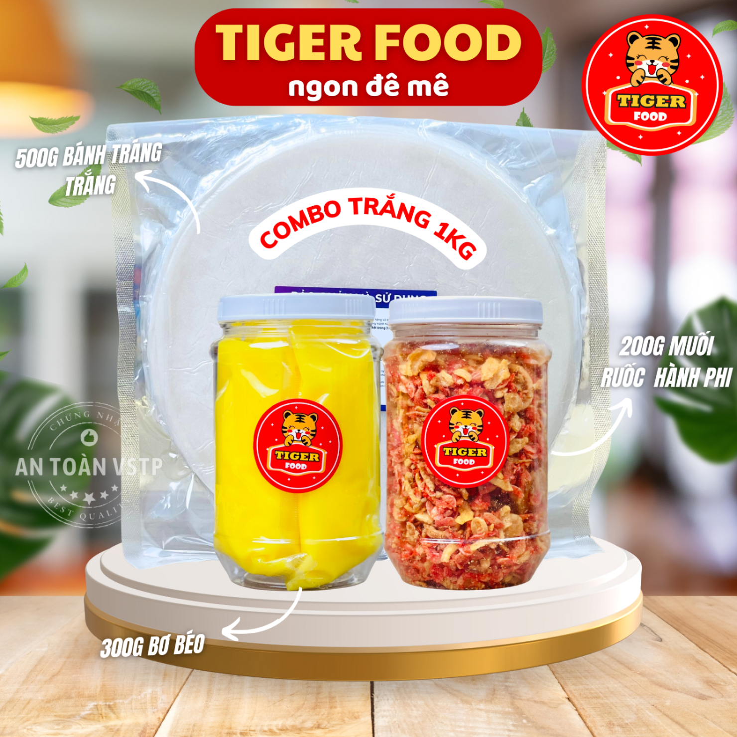 Bánh tráng phơi sương + bơ béo + muối tôm hành phi - tiger food - tổng trọng lượng combo 1kg ăn đã cái nư - siêu ngon