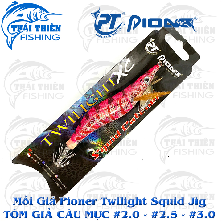 Mồi giả tôm pioner twilight squid jig dùng câu mực lá, ống