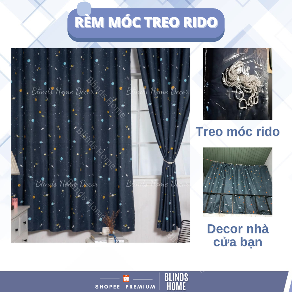 Rèm cửa sổ, rèm cửa ngăn phòng trọ treo móc Rido nhà LIND HOM decor tiện lợi dễ dàng