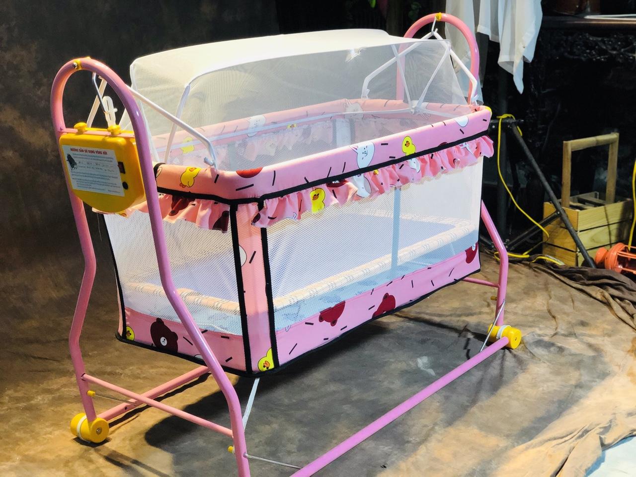 NÔI ĐIỆN 2 TẦNG TẶNG VÕNG  CHO BÉ MẪU 2019 MÀU HỒNG