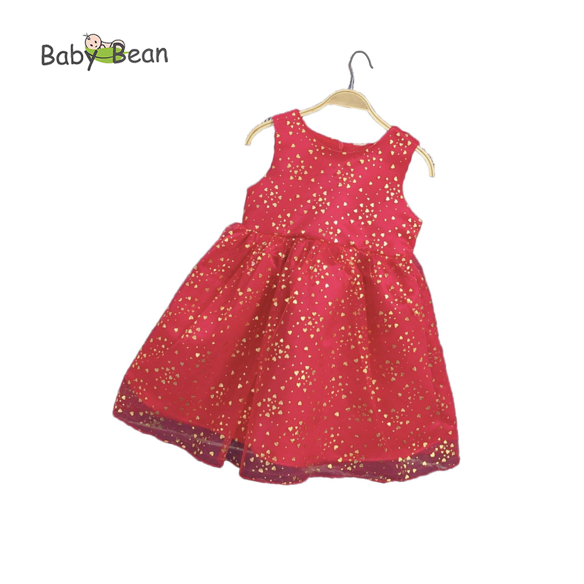 Váy đầm voan phủ lưới thắt nơ công chúa bé gái babybean