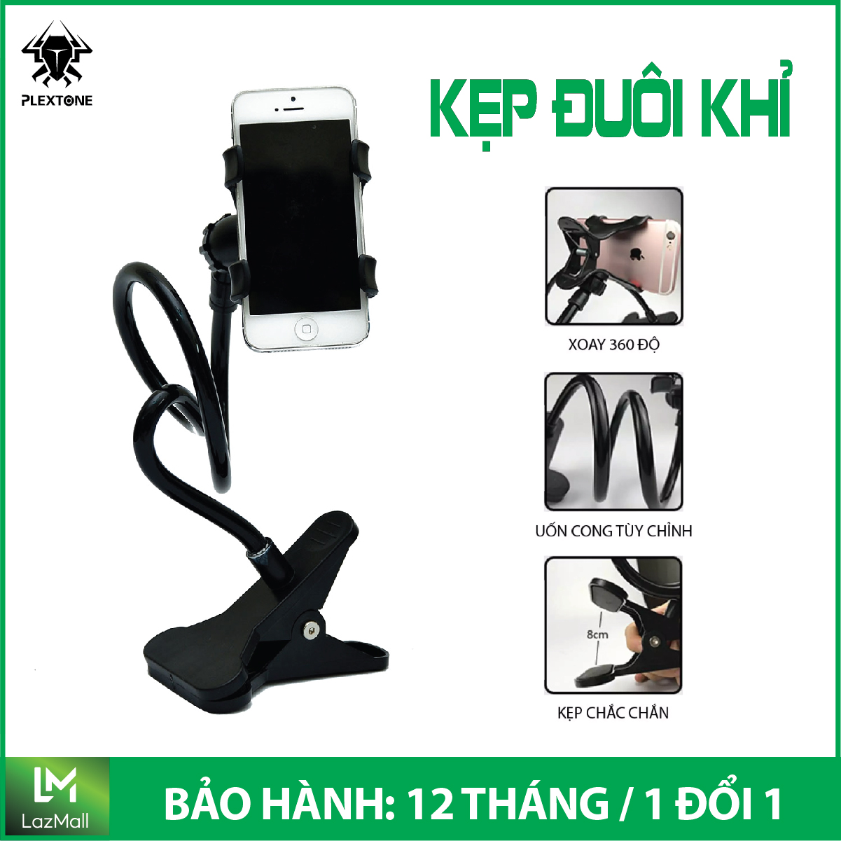 Kẹp điện thoại đuôi khỉ, giá kẹp điện thoại đầu giường thông minh, chân chỉnh đa hướng, đế kẹp điện thoại đa năng, dụng cụ kẹp mobile, smartphone để bàn gắn được trên ô tô, xe máy chất liệu nhựa cứng khung thép, lò so siêu bền.