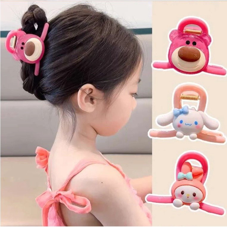 Set 4 kẹp càng cua Gấu dâu cute cho Bé Gái - Kẹp càng cua gấu dâu lotso