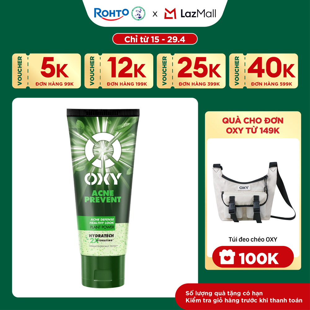 Sữa rửa mặt cho nam Oxy sạch sâu ngừa mụn, dạng gel Oxy Acne Prevent 100g