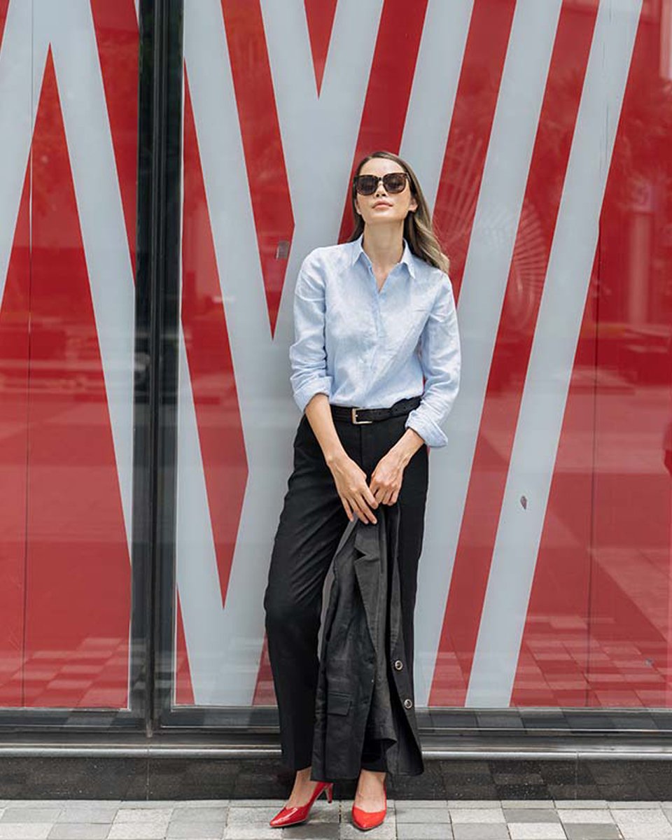 Áo Sơ Mi Nữ Linen Xanh Back To Work F2 SMW360