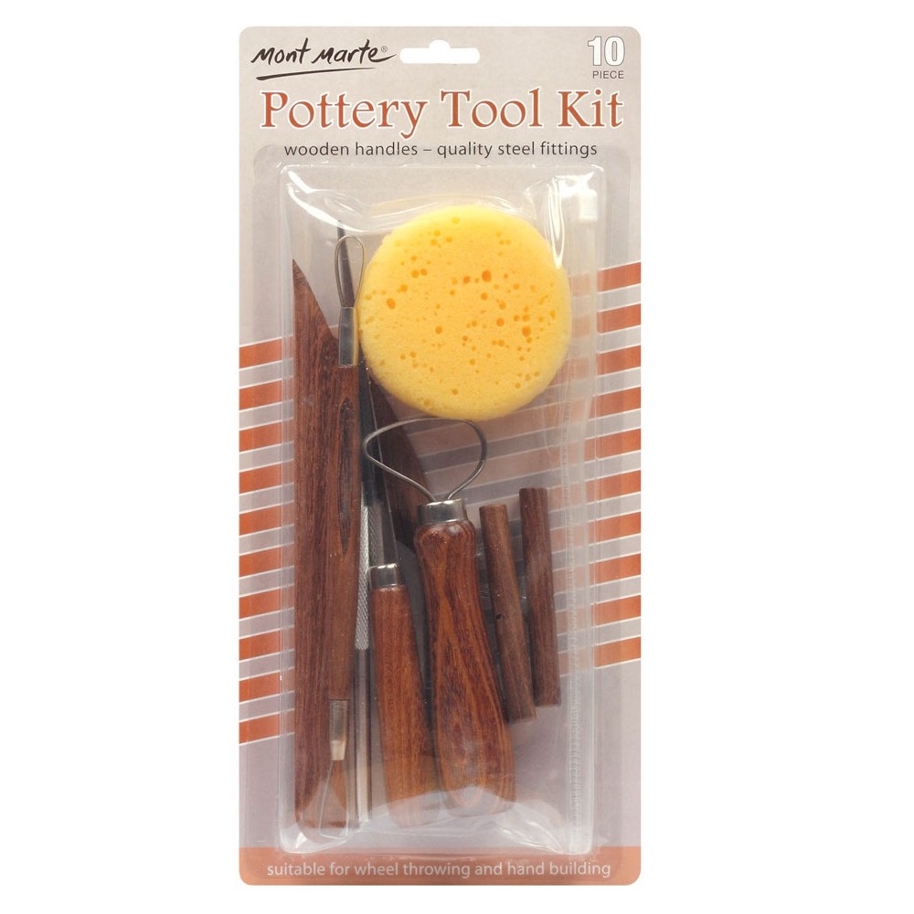 Bộ dụng cụ tạo hình gốm mont marte - mont marte pottery tool kit 10 piece)