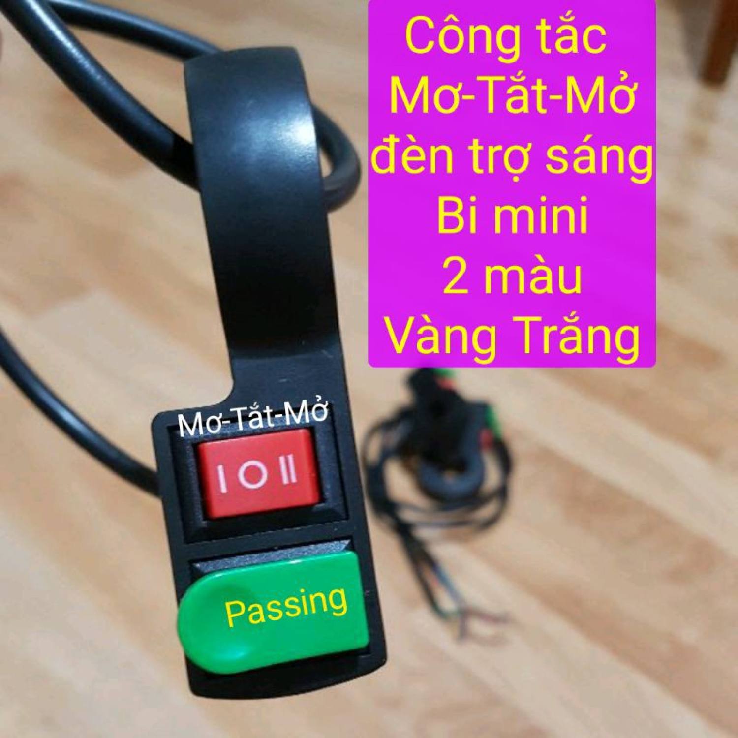 Công tắc Mơ-Tắt-Mở màu XanhĐỏ cho đèn trợ sáng Bi mini 2 màu