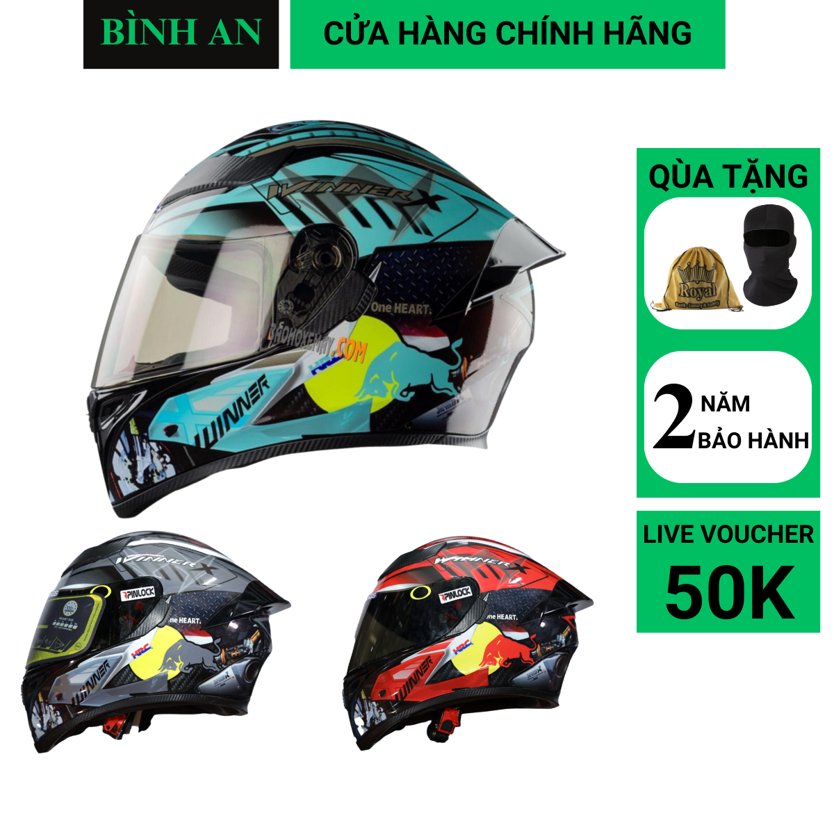 Nón Fullface ROYAL M138B 1 Kính Lên Tem Winner Xám Xi Măng
