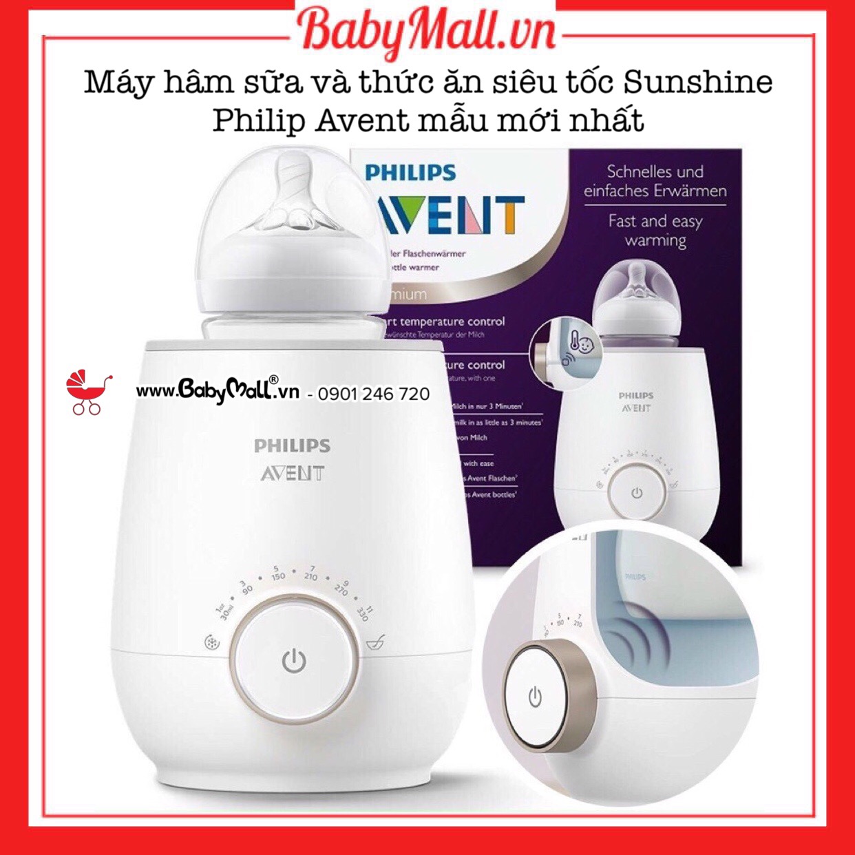 Máy hâm sữa và thức ăn sunshine philips avent babymall.vn