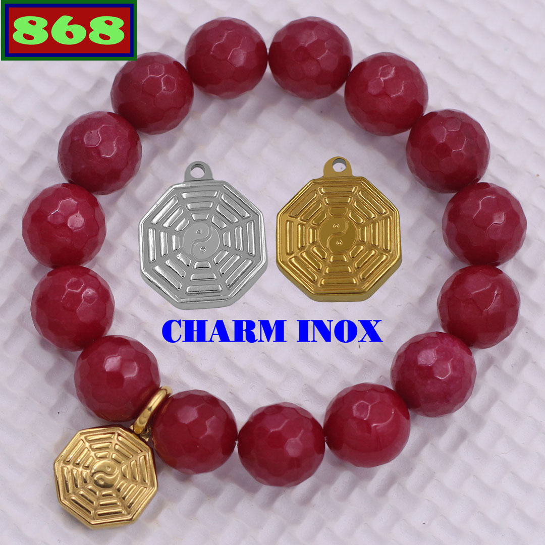 Round chain bracelet stone quartz Red cutting feeling charm eight trigrams stainless steel, round chain Feng Shui, round chain Feng Shui, round chain Feng Shui, bracelet bead chain, bracelet feng shui