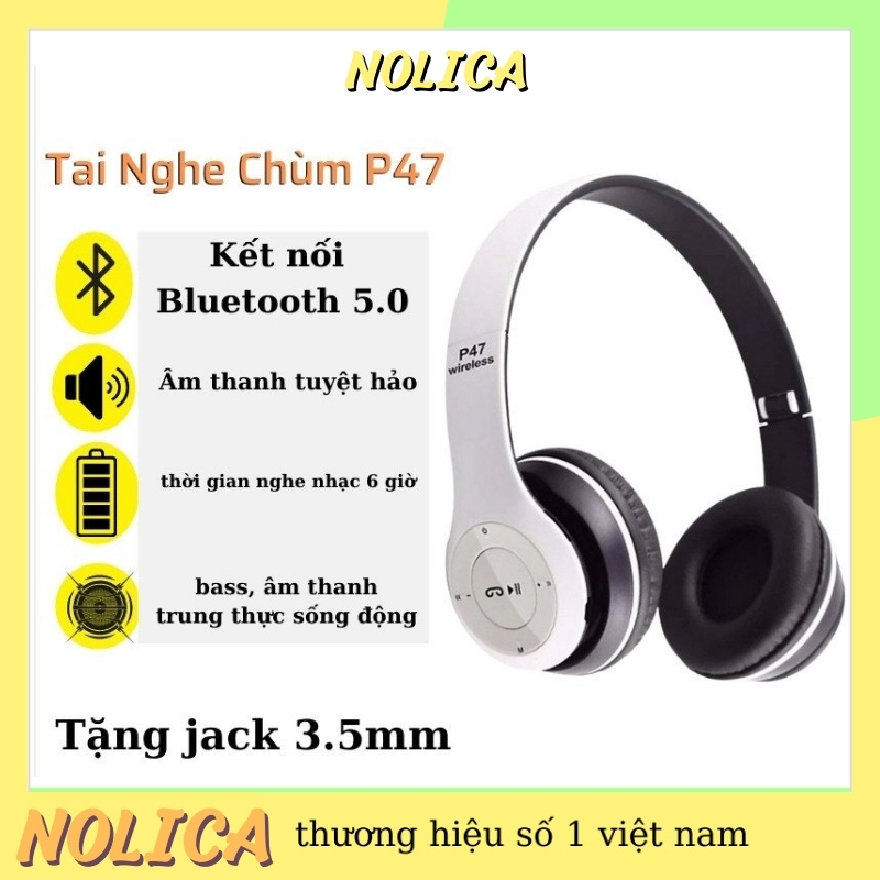 [FreeShip+QUÀ 20k]Tai Nghe Chụp Tai NOLICA PR01 Tai Nghe Bluetooth Không Dây  {Tặng jack 3.5mm 20k}Âm thanh trung thực- Sống động-iảm tiếng ồn, Thiết Kế Thời Trang, Năng Động
