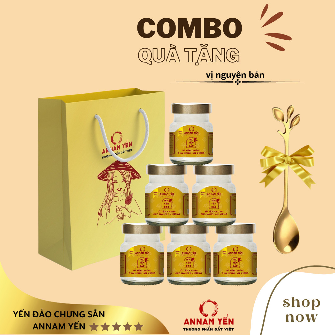 Combo Quà Tặng 6hộp Yến Đảo Chưng Sẵn Thượng Hạng Thương Hiệu AnNam Yến