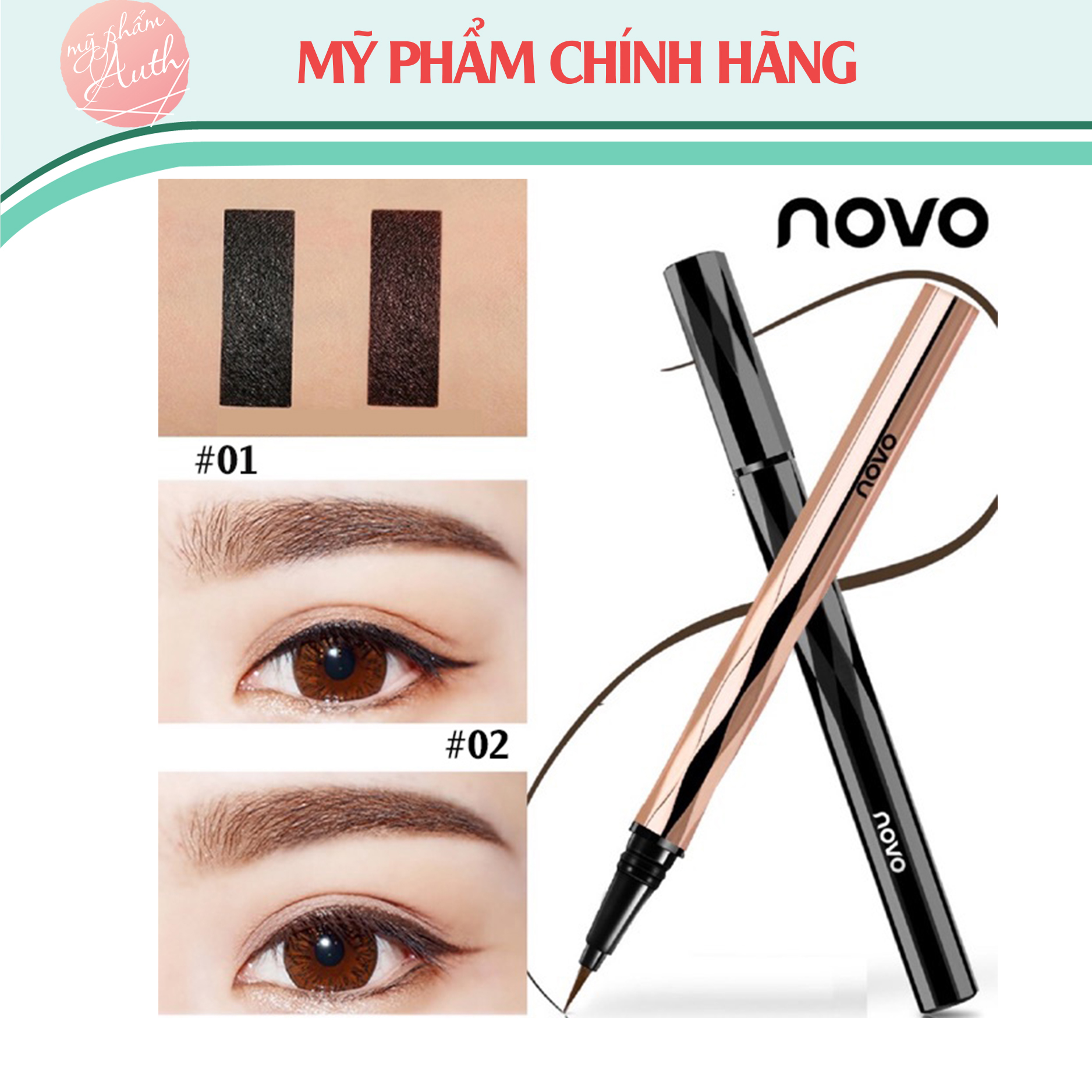 [Chính hãng] Bút kẻ mắt nước NOVO kim cương có 2 màu Nâu và đen - Bút kẻ mắt không lem chống trôi