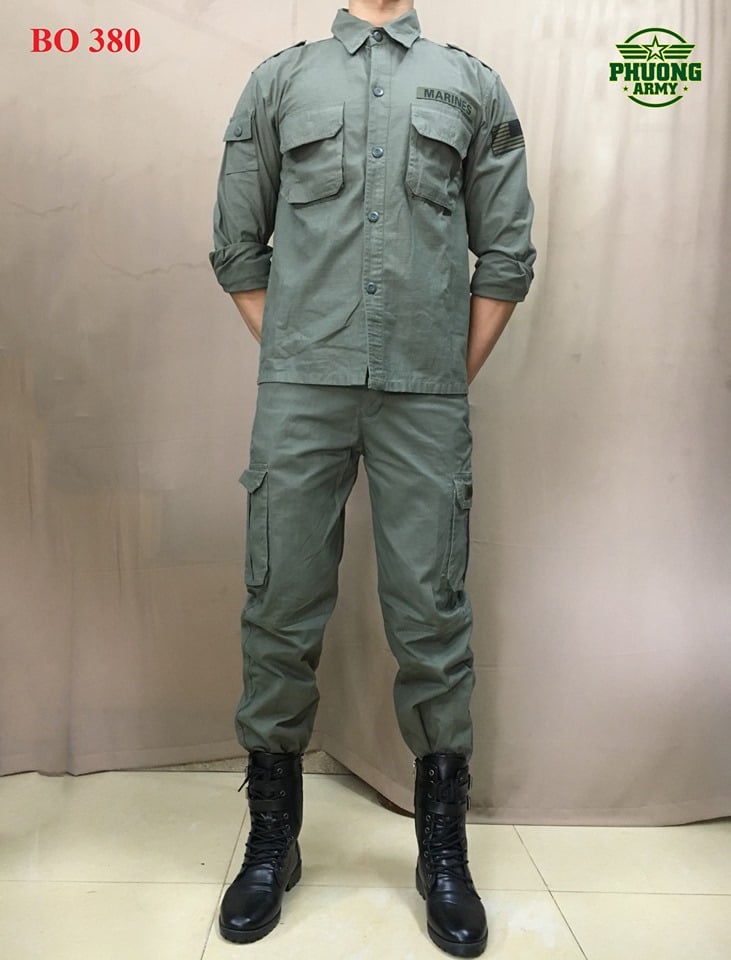 QUẦN ÁO LÍNH MÀU XANH MÃ 380