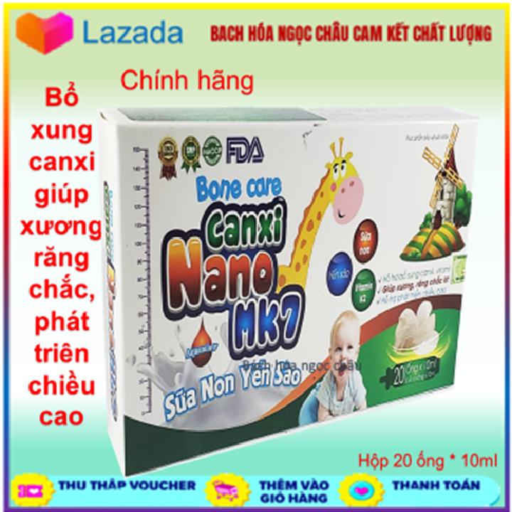 [ FREESHIP + HOÀN TIỀN MAX] Siro CANXI NANO MK7 vitamin D3 & K2, sữa non cho bé giúp ăn ngon, phát triển hệ xương, Bách hóa Ngọc châu - hộp 20 ống - Minhchau Pharmaci