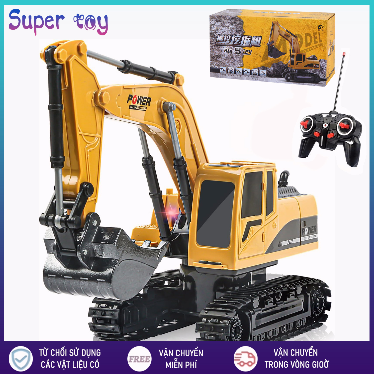 Máy xúc điều khiển từ xa, chất liệu hợp kim, xoay 680°, nhiều chức năng tự động, tỉ lệ 1:20, pin sạc, ô tô điều khiển từ xa, đồ chơi trẻ em