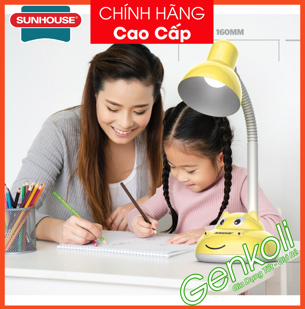 Đèn bàn học sunhouse chính hãng - đèn học chống cận, đèn led cao cấp she-17led