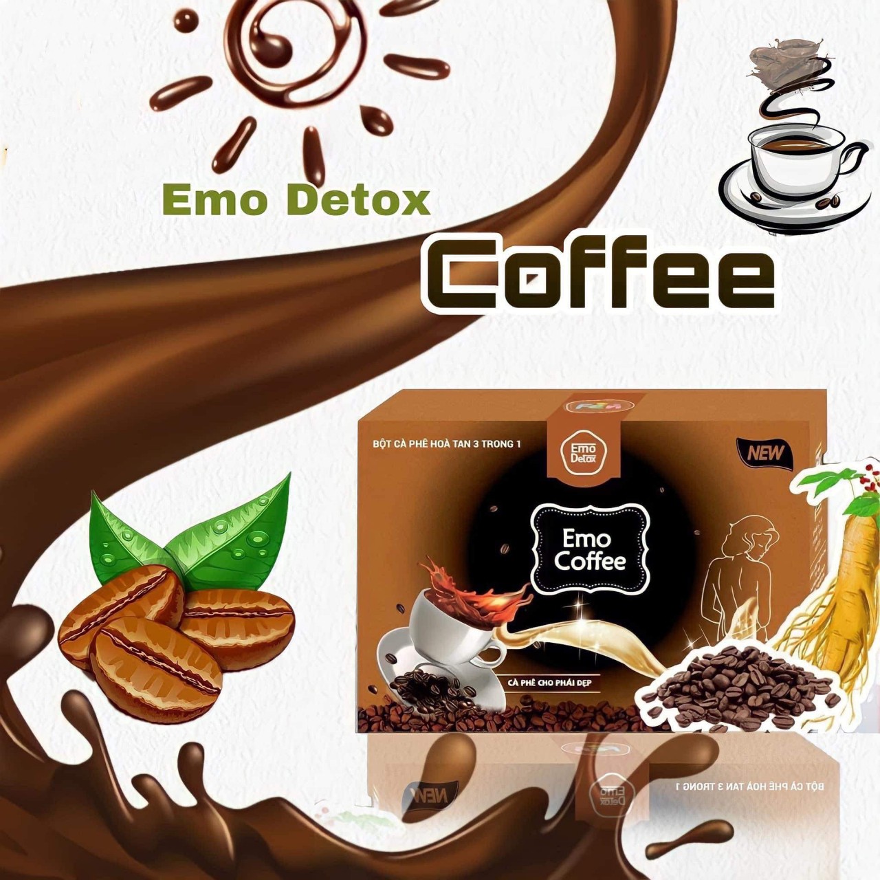 Combo 5hôp Emoslim vị CAFE giảm cân 2-5kg kèm quà tặng