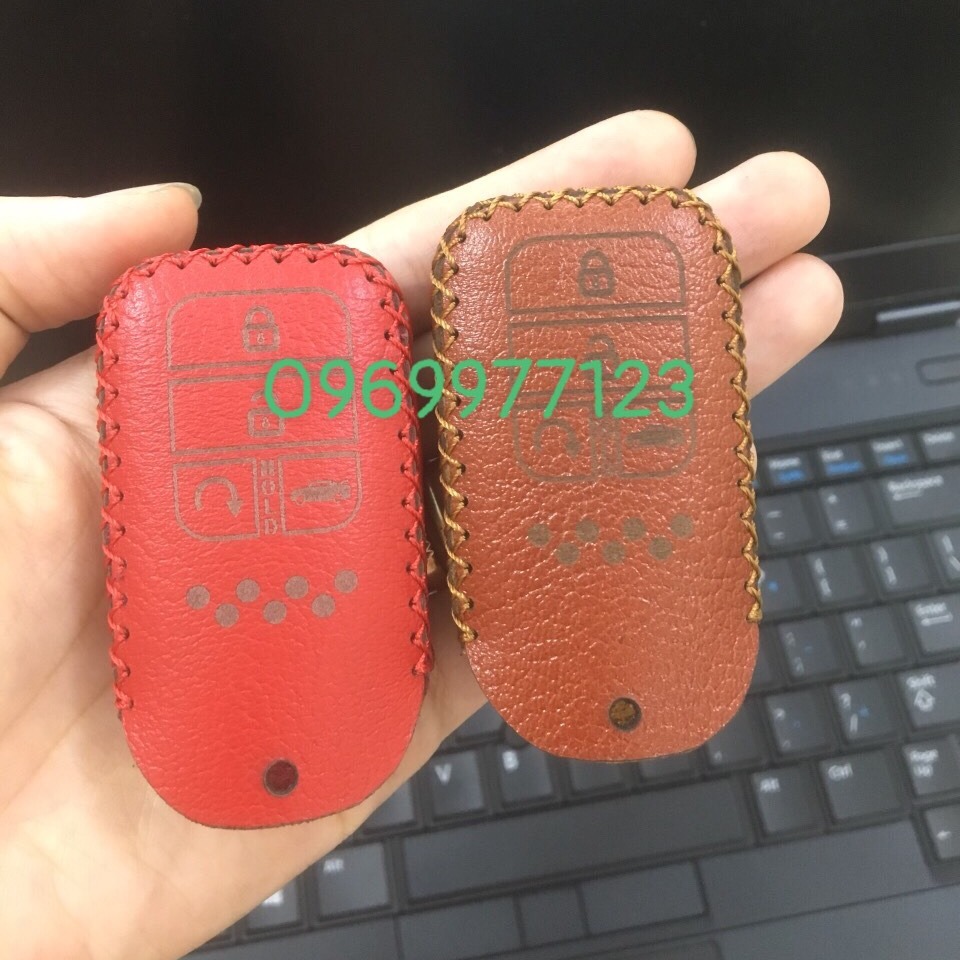 Bao da chìa khoá Honda City, CIVIC  chìa thông minh 4 nút handmade da bò thật 100%, khắc tên sdt lên bao da) Tặng Móc Khóa