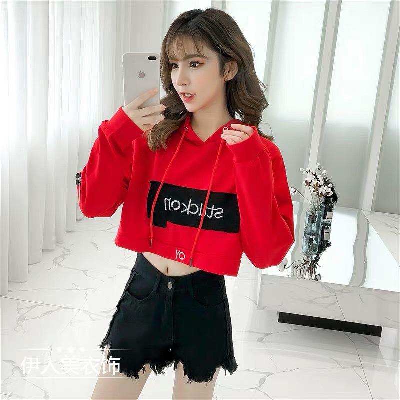 Áo Thun Croptop Dài Tay Có Nón Phối Khóa Tay Trẻ Trung Robin-Fashion EVA AO 20078S2