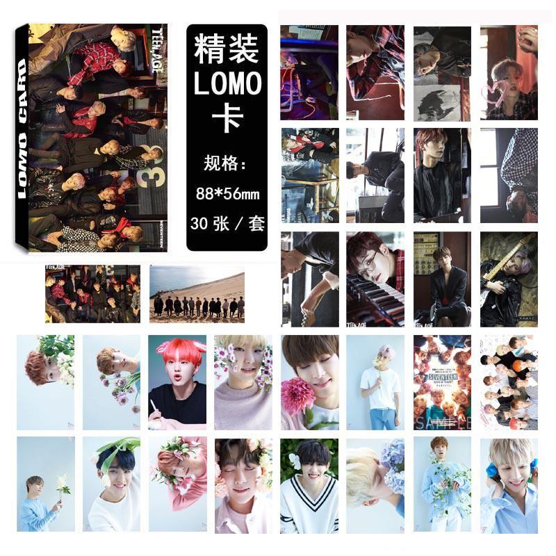 Lomo card seventeen bộ ảnh hộp 30 ảnh thẻ hình nhóm nhạc idol Hàn Quốc