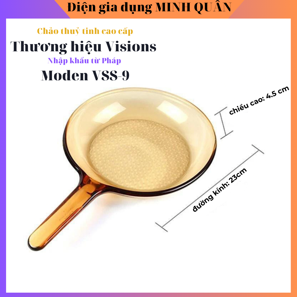 Chảo Thủy Tinh VISIONS VSS-9-B đường kính 23cm ,hàng chính hãng an toàn cho sức khỏe. bảo hành 10 năm