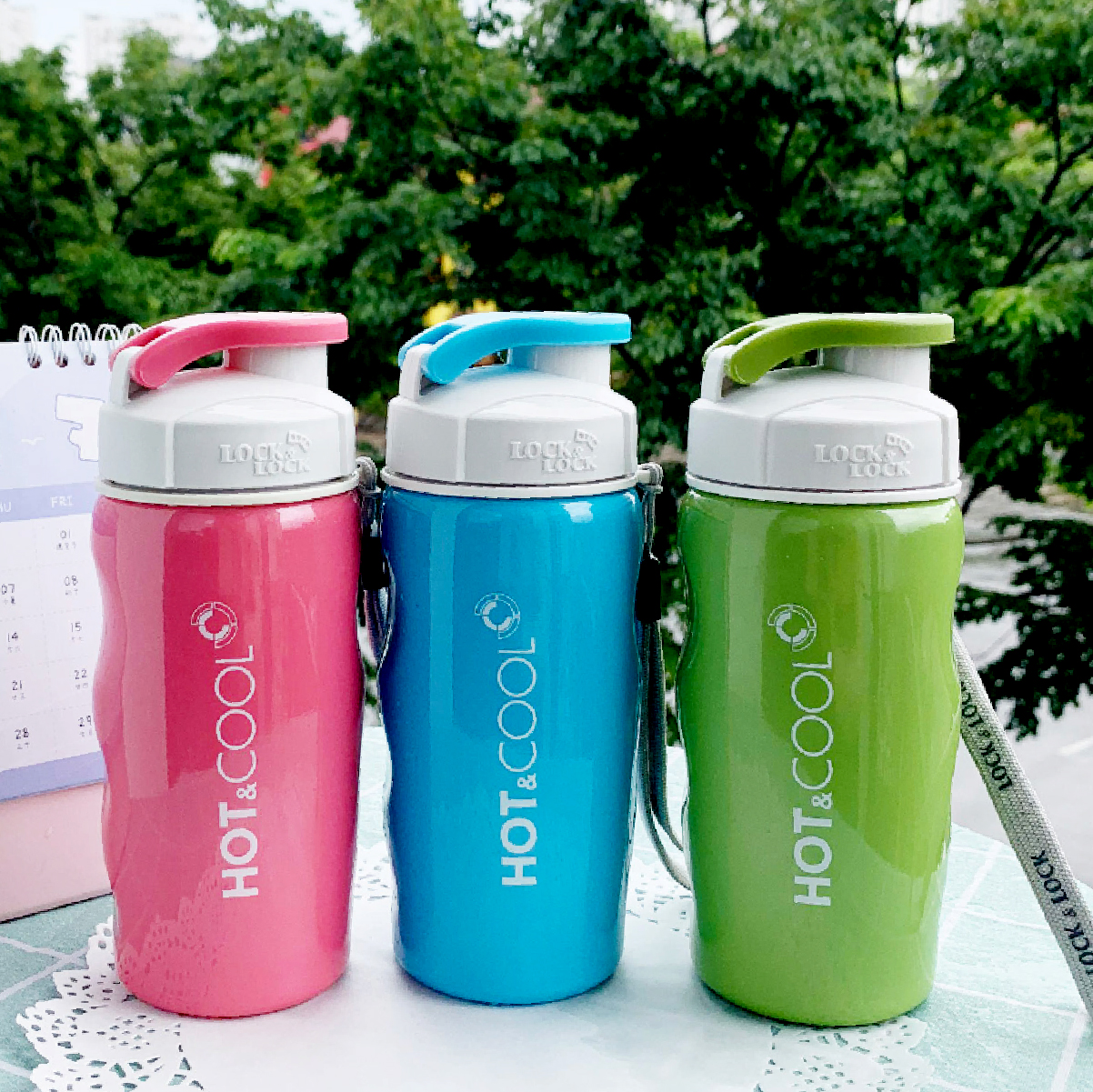 Bình thể thao học tập lock and lock inox 304 cao cấp 400ml hot and cool