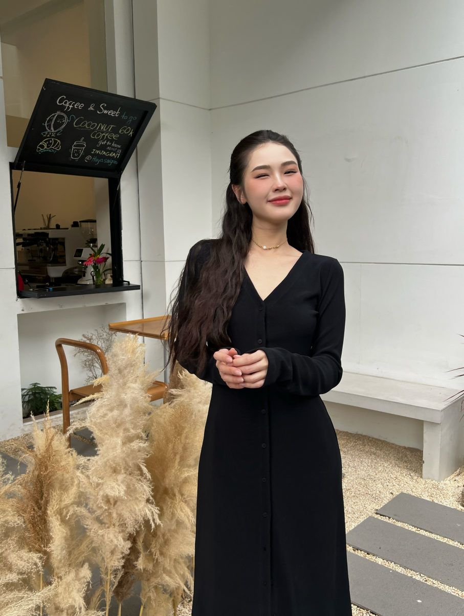Dottie - đầm thun ôm dáng dài nữ dottie - đen - d0184