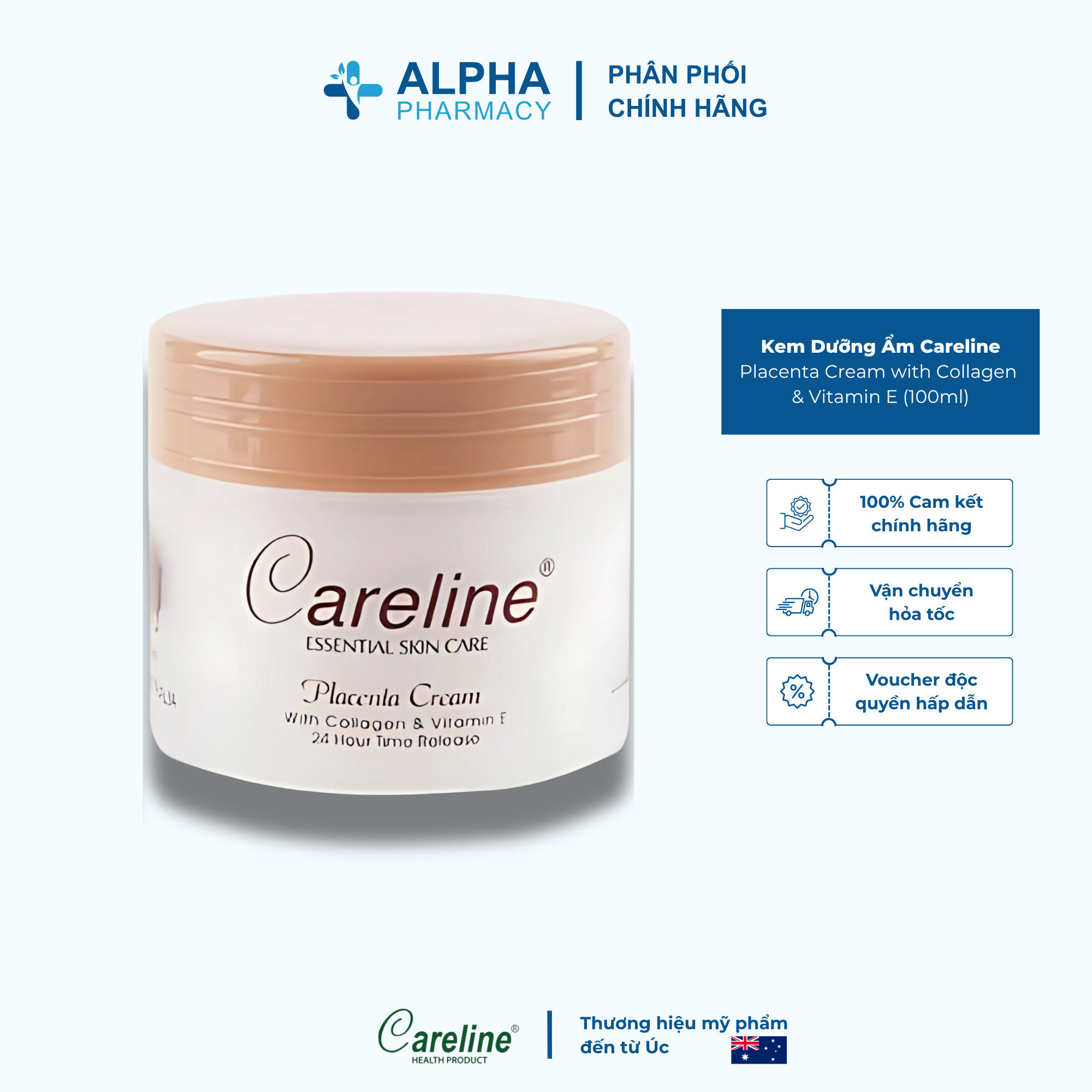 Careline Placenta Cream with Collagen & Vitamin E – 100ml - 3