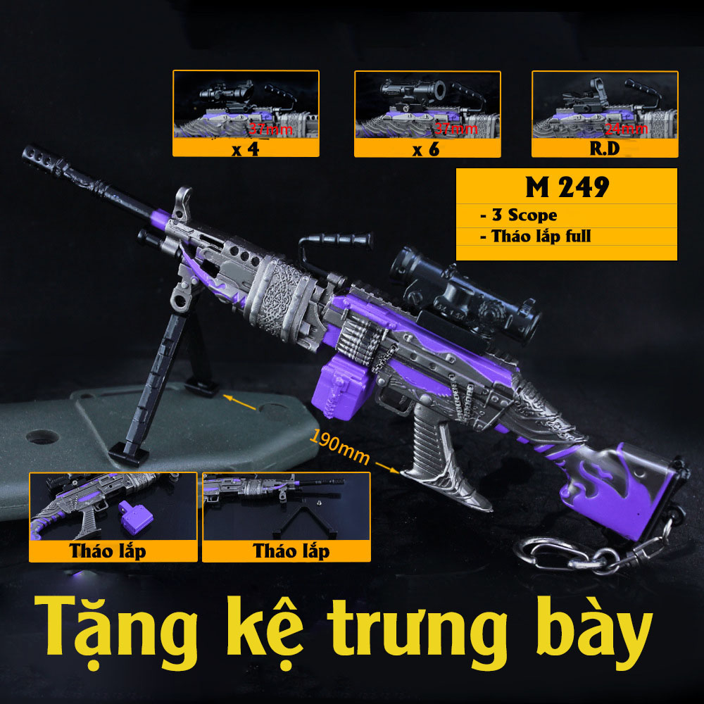 Mô hình pubg kim loại m249 collector 3 scope