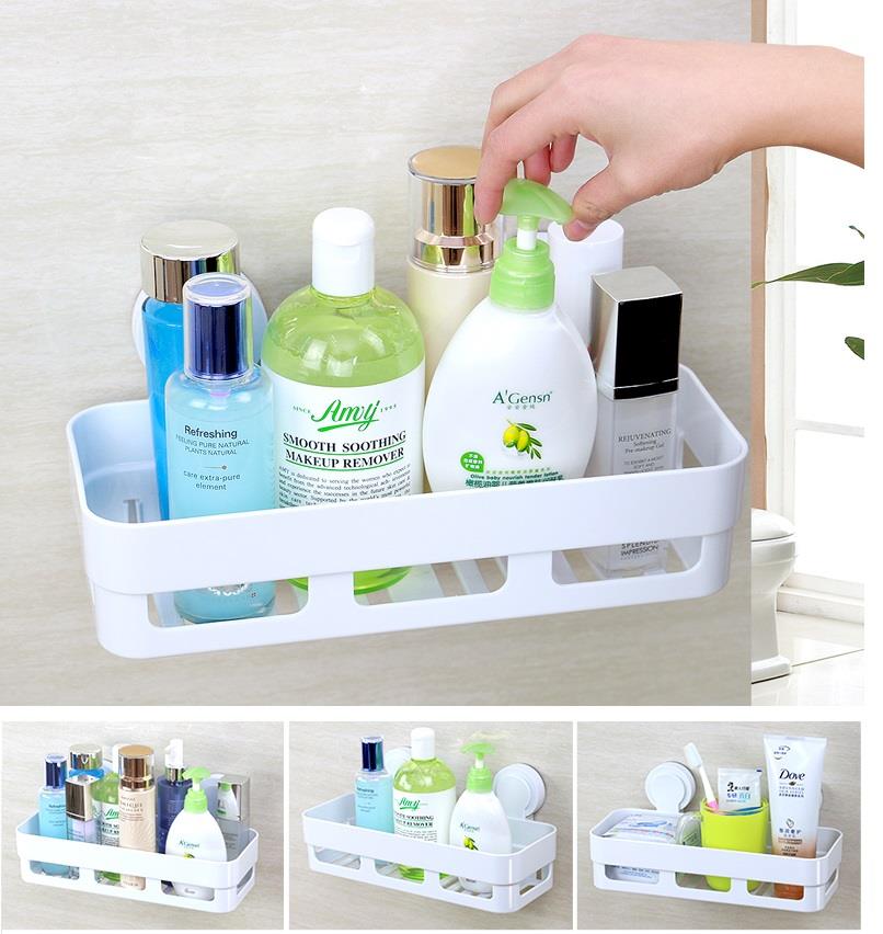 Combo 3 kệ chữ nhật dán tường nhà tắm, nhà bếp tiện dụng