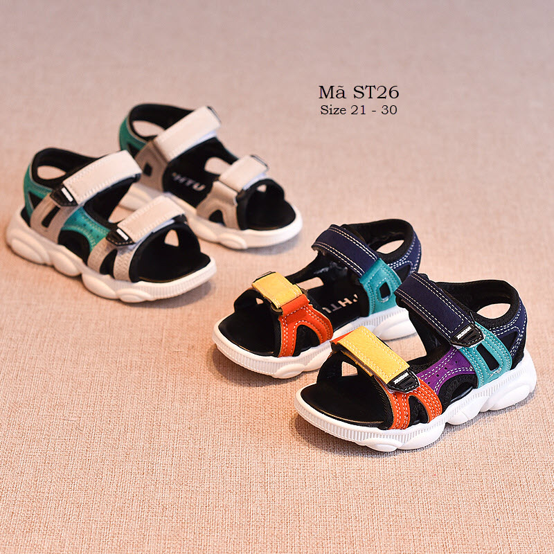Sandal bé trai dép sandal cho bé trai đi học đi biển 1 - 5 tuổi quai ngang thoáng mát, đế Eva mềm mại kháng khuẩn ST26
