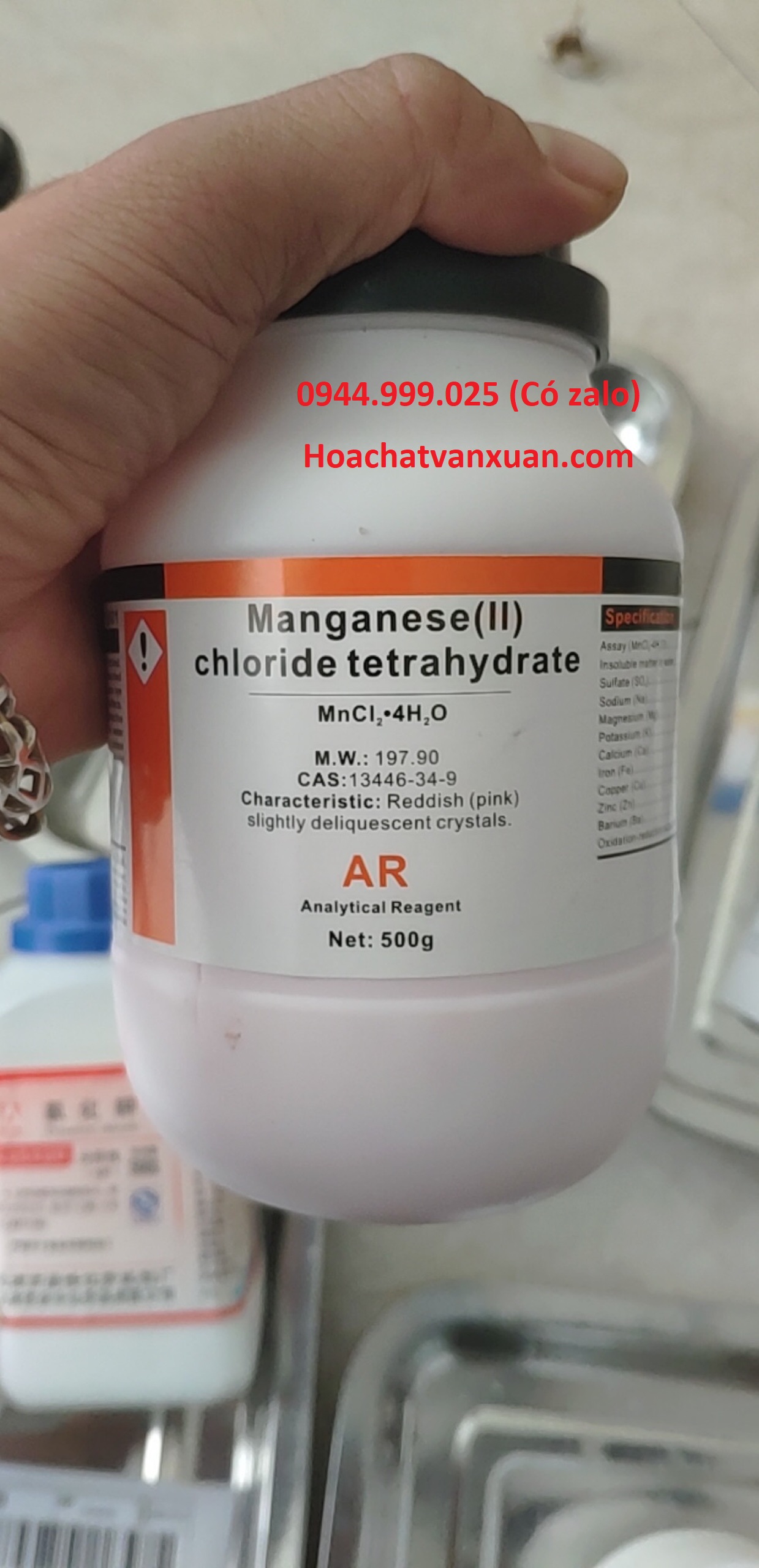 Mncl2 mangan clorua lọ 500g cas 13446-34-9 manganese chloride