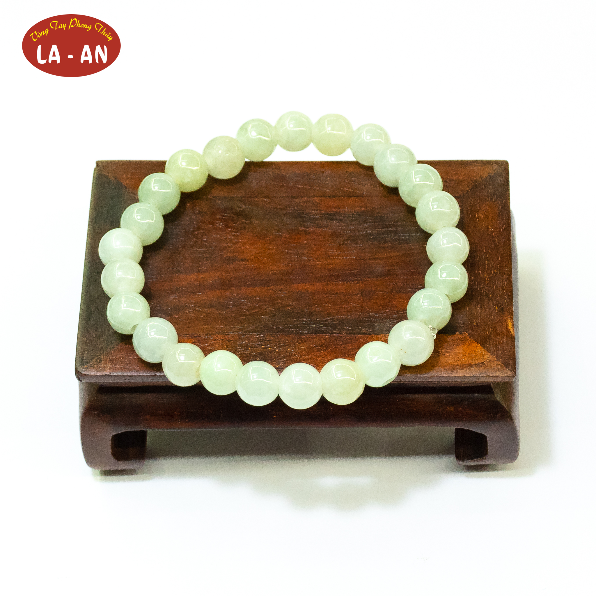 Vòng tay cẩm thạch 8mm màu trắng - Cẩm thạch Myanmar tự nhiên
