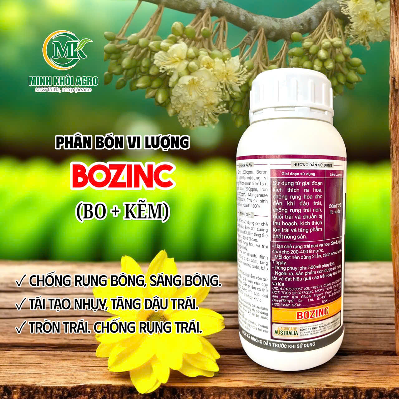 Phân bón vi lượng Bozinc (Bo + Kẽm)