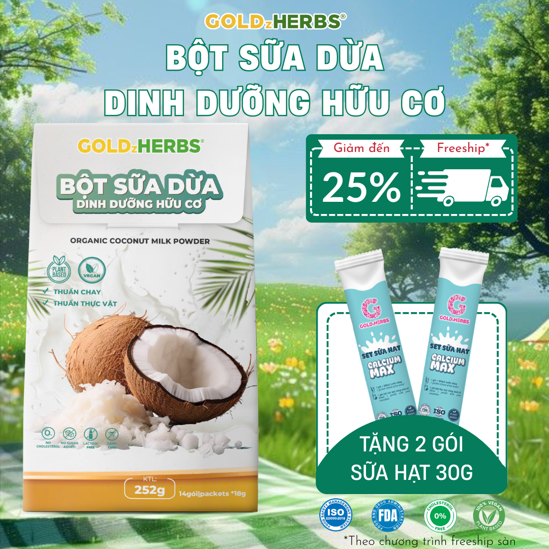 Bột Sữa Dừa Dinh Dưỡng Hữu Cơ GoldzHerbs 252g/ 500g
