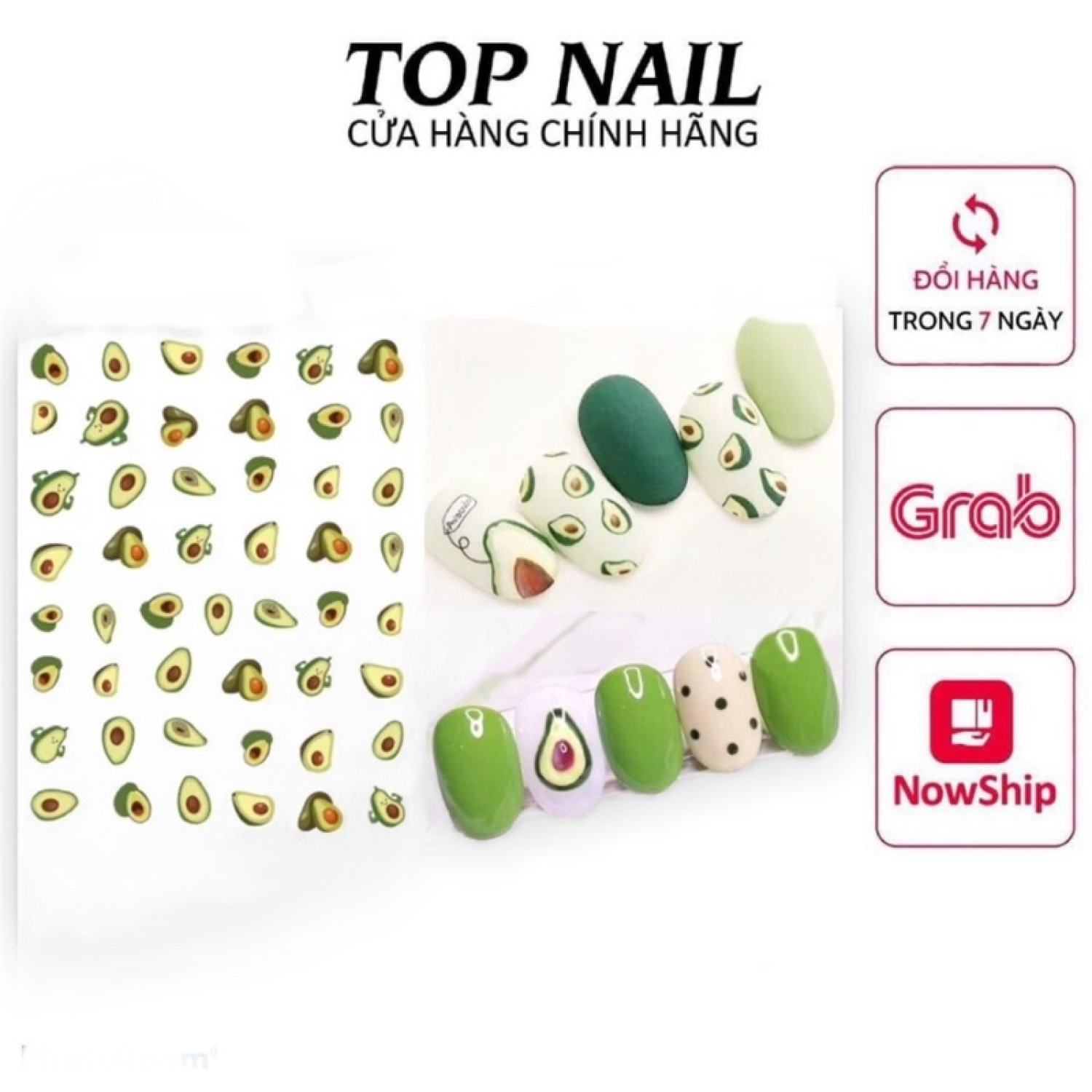 Sticker trang trí móng mẫu quả bơ