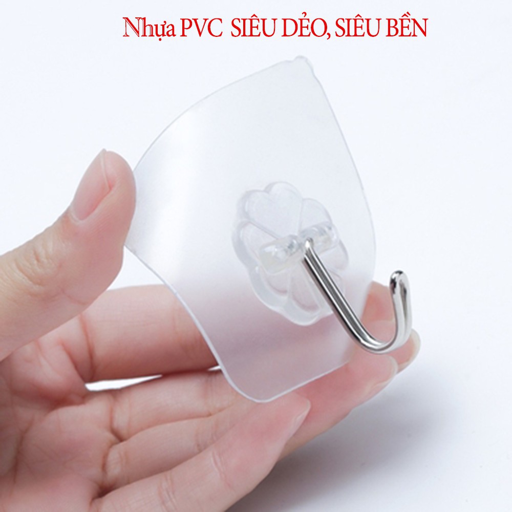 Móc Dán Tường Nhà Tắm Nhà Bếp Dính Chặt Chịu Lực Tốt Treo Đồ Đa Năng, Móc Dán Tường Trong Suốt Dễ Sử Dụng