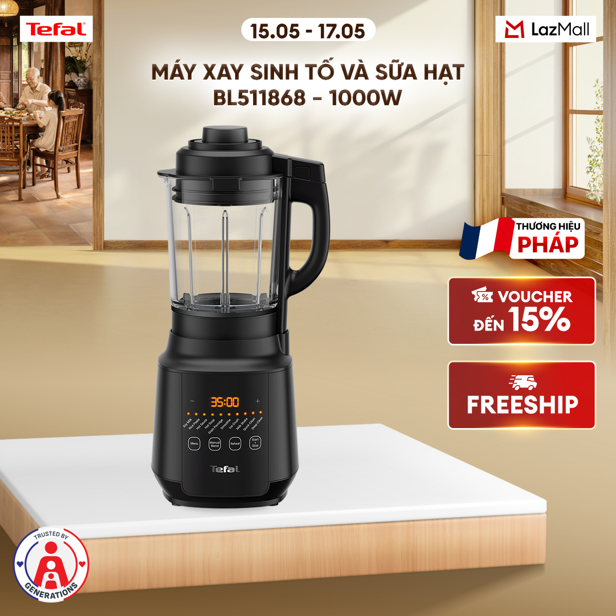 Máy xay nấu đa năng Tefal Happy Cook Mix - BL511868