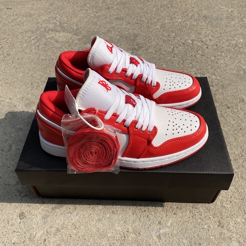 Gìay JD đỏ thấp dành cho nam nữ ,Gìay sneaker Giày Nike Air Jordan 1 Low Gym Red White