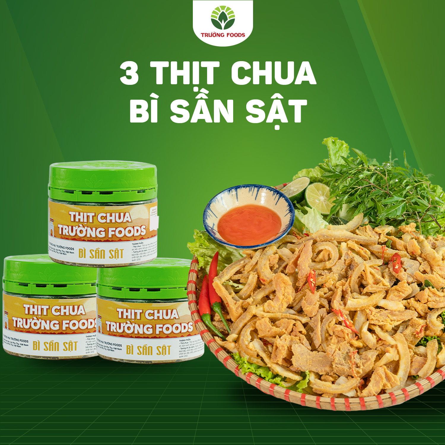 Combo 3 thịt chua bì sần sật - thịt chua trường foods 180g/hộp
