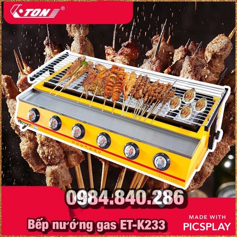 Bếp nướng bbq bằng gas 6 đầu đốt et-k233