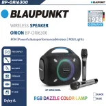 Loa Bluetooth Blaupunkt BP-ORI6300BK Ko Không Dây Hát Karaoke Kèm 2 Mic Bass Mạnh Pin Trâu Gắn Thẻ Nhớ Usb Đèn Led Rgb Chính Hãng