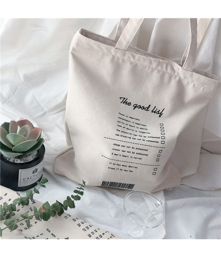 Túi tote vải Canvas vừa A4, có khoá miệng túi và ngăn nhỏ bên trong